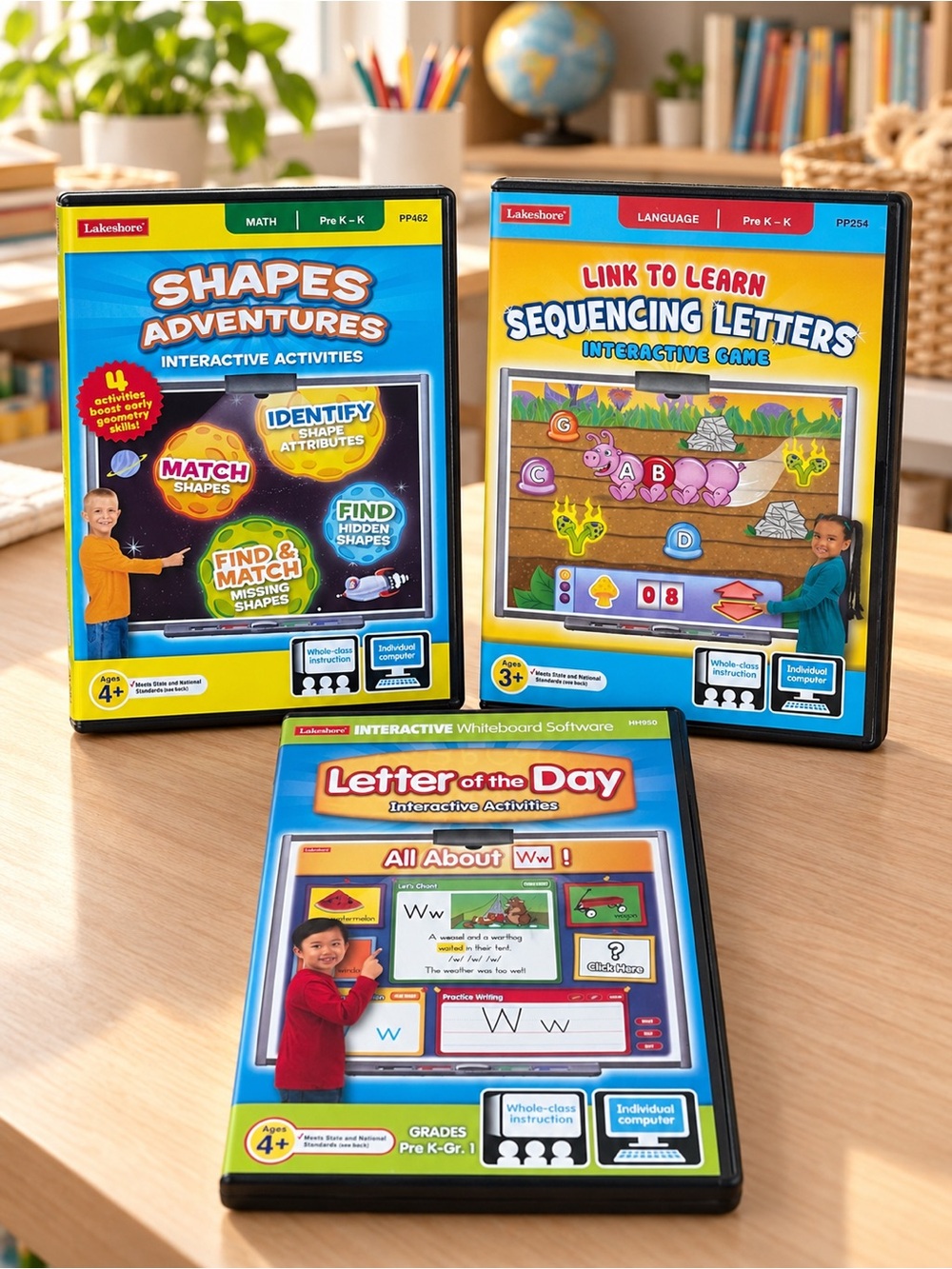 Lakeshore Pre K- K Lot of 3 Interactive Activities Software DVD PC/Mac Learning